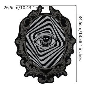 Large Embroidered Trippy Mirror Evil Eye Triangle Biker Punk Jeans Jacket Fabric